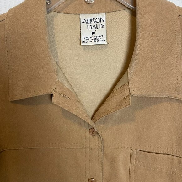 Allison Daley Button Up Shirt Womens 18 Camel Brown, Soft Comfortable Knit - Picture 3 of 14